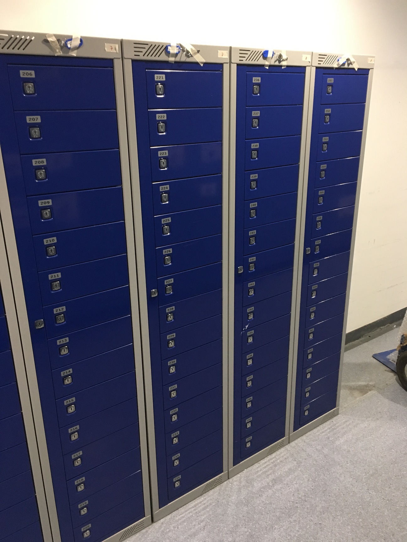 Image of Set of 6, 15-Door Garment Lockers + Keys & Master, Uniform, Germ Guard, Lab Coat