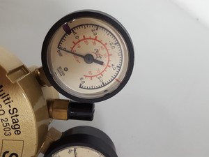 Thumbnail image of Lot of 6 Gas Regulators Multi-Stage CO2 Helium Saffire Lab-Master Untested