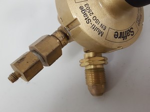 Thumbnail image of Lot of 6 Gas Regulators Multi-Stage CO2 Helium Saffire Lab-Master Untested