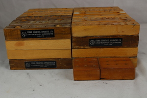 Thumbnail image of 32 x Vintage Wooden Laboratory Test Tube Holders Racks Stands