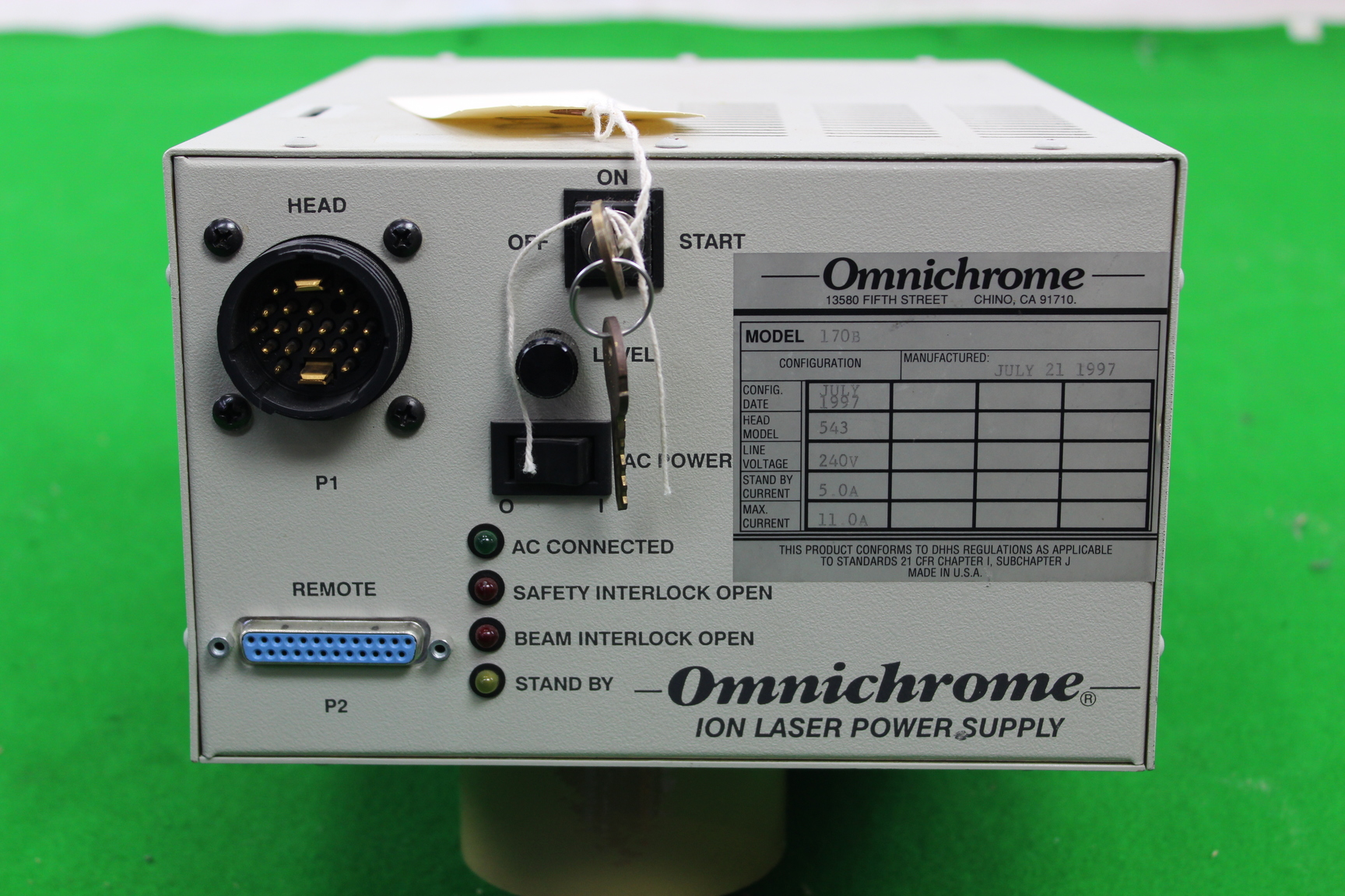 Image of Omnichrome Ion Laser Power Supply Model 170B Lab Equipment Transformer 