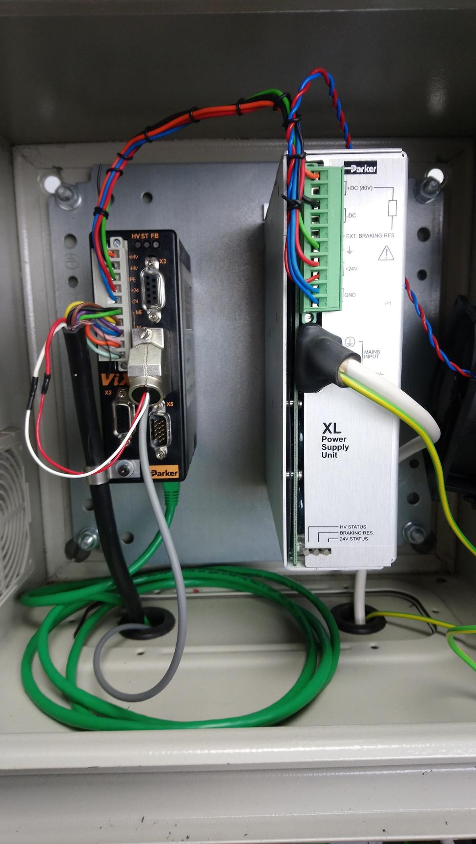 Image of 2 x Parker XL Power Supply + 2 x Parker Vix500IM Servo Motor + Himel Panel Lab