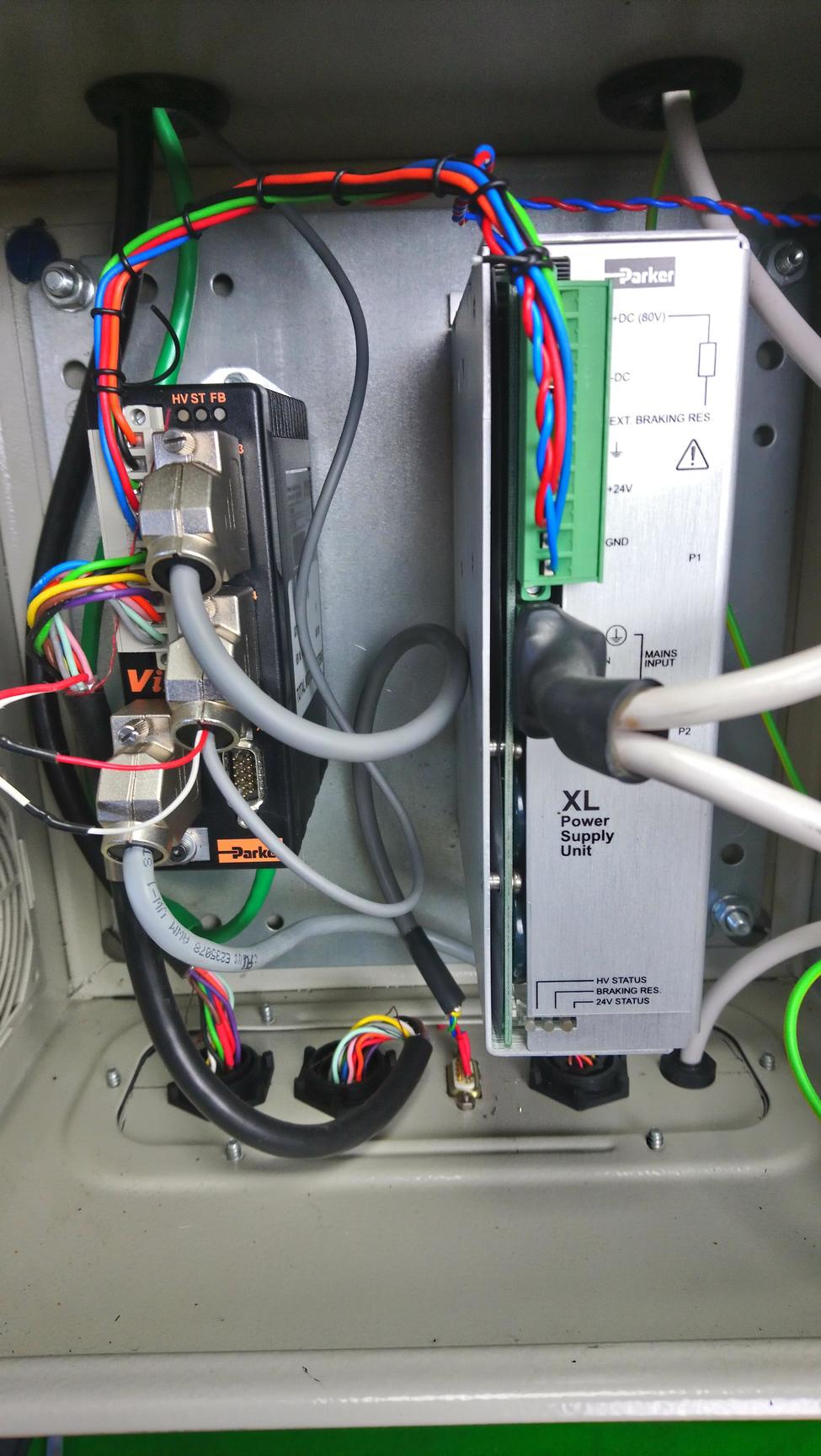 Image of 2 x Parker XL Power Supply + 2 x Parker Vix500IM Servo Motor + Himel Panel Lab