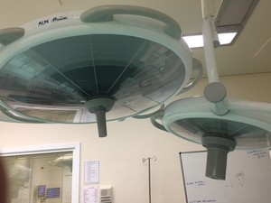 Thumbnail image of Pair Of ALM Prismalix PGH Theatre Surgical Lights Ceiling Mounted Medical A&E