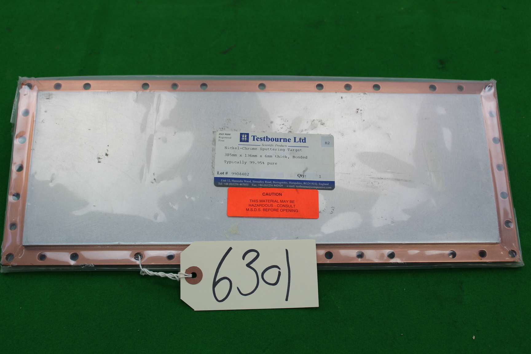 Image of Testbourne Ltd Nickel-Chrome Sputtering Target 99.95% Pure Lab Kinetic Equipment
