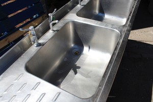 Thumbnail image of Stainless Steel Kitchen Twin Sink Unit Commercial Catering Canteen Bench