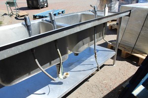 Thumbnail image of Stainless Steel Kitchen Twin Sink Unit Commercial Catering Canteen Bench