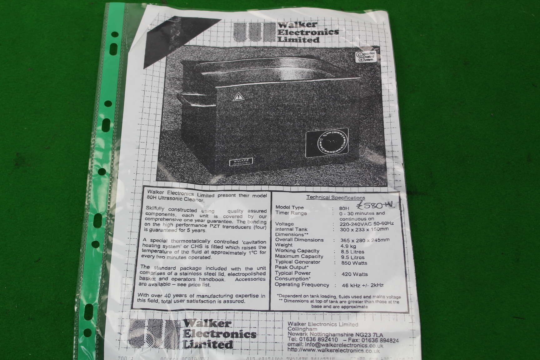 Image of Walker Electronics Ltd 80H Ultrasonic Cleaner 8.5L 420W 3-30 mins timer 