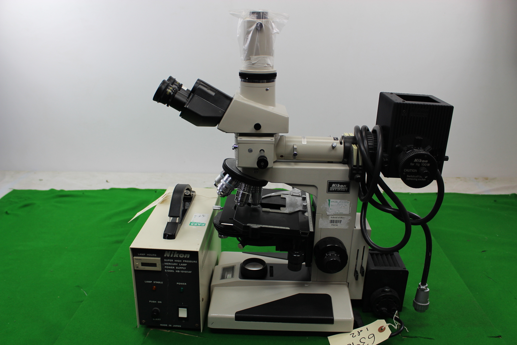 Image of Nikon Optiphot UFX-2 FX-35A Microscope with Objectives + HB-10101AF Power Supply