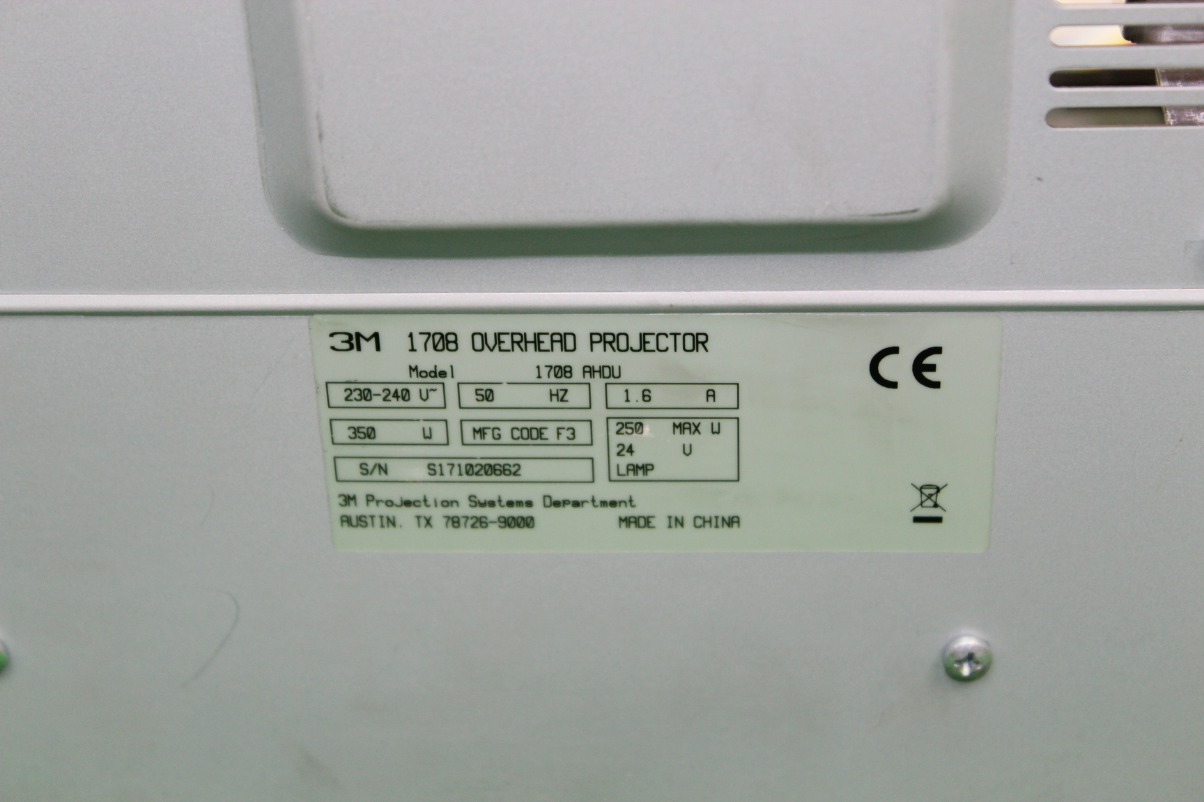 Image of 3M Overhead Projector OHP Model 1708 Good Working Order