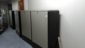 Thumbnail image of Metal Lockable Filing Cabinet w/ Drop Down Door Brown/Cream 93x42.5x138.5cm wdh 