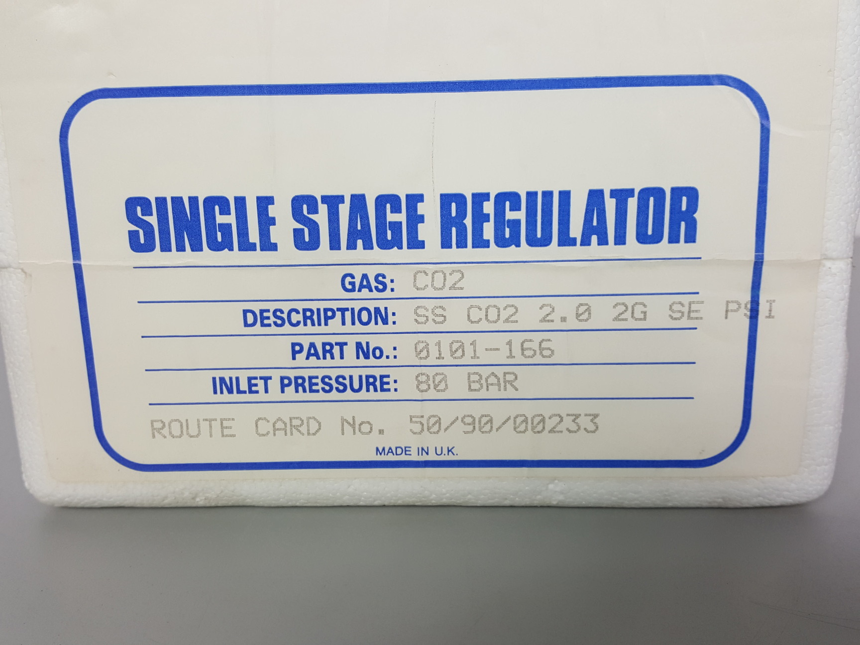Image of LEEC Single Stage CO2 Regulator Part No. 0101-166 - SS C02 2.0 2G SE PSI Lab