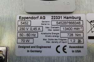 Thumbnail image of Eppendorf miniSpin 5452 Benchtop Centrifuge with F-45-12-11 Rotor Lab - Faulty