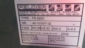 Thumbnail image of Felder FS-2200 Sander Finishing Woodshop Workshop Tooling Machine