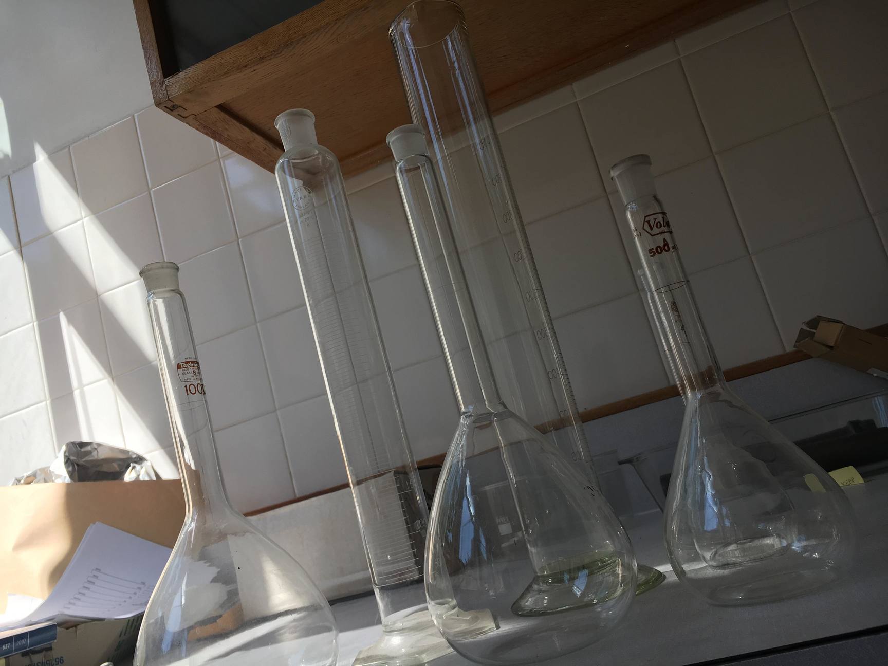 Image of Job Lot Of Laboratory Glassware Schools Labs Scientific Inc Pyrex Glass Beakers 