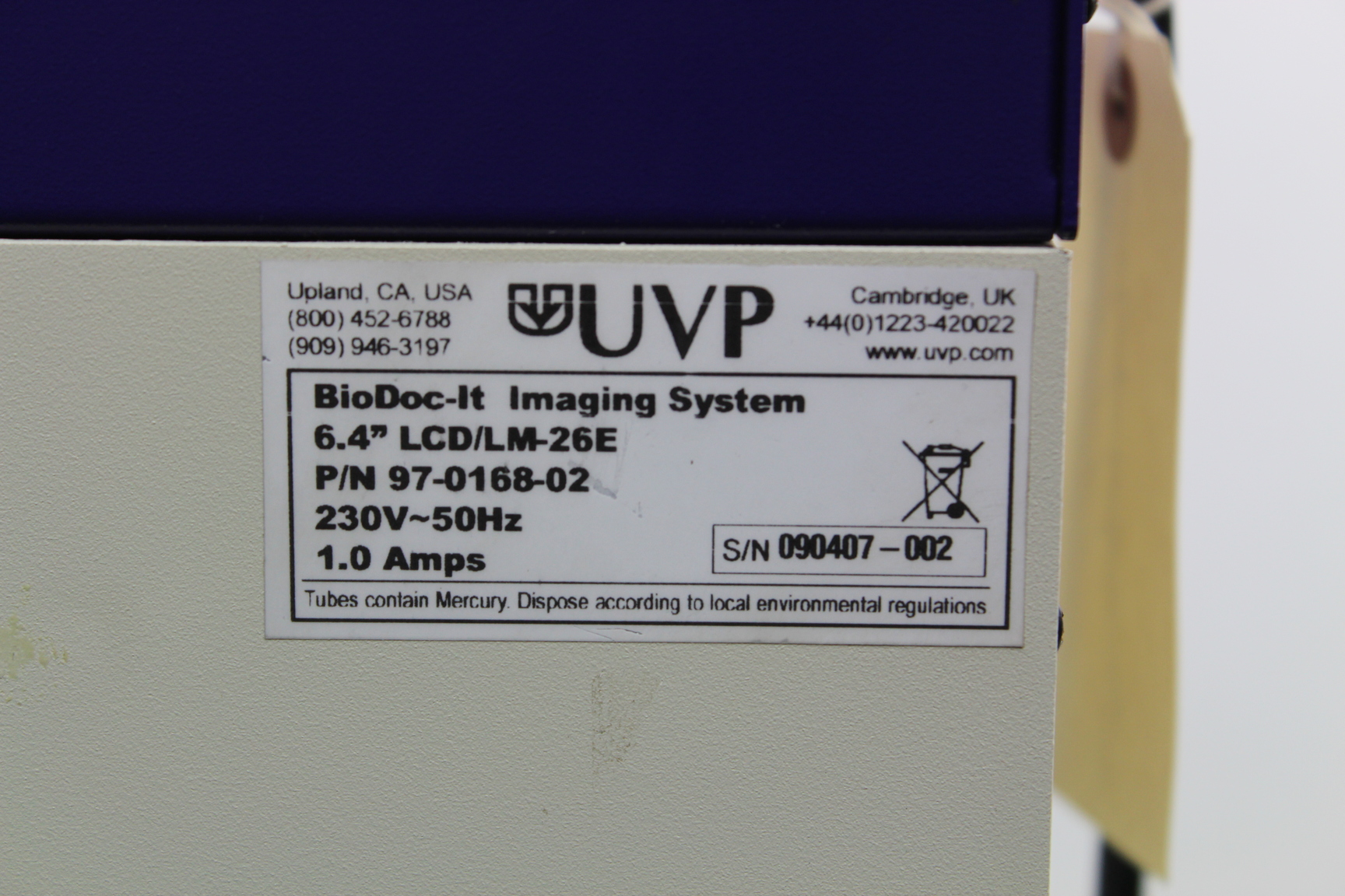 Image of Faulty UVP BioDoc-It Imaging System 2UV Transilluminator Darkroom UV