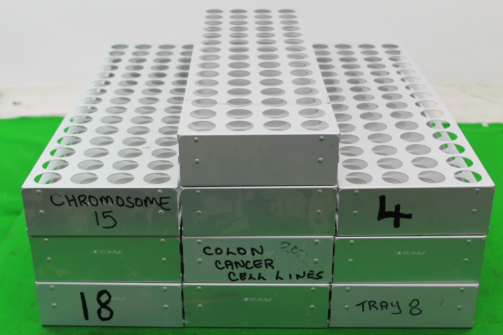 Image of Set Of 10 Aluminium Test Tube Holders/Racks 70 Holders Per Rack 700 Total Lab