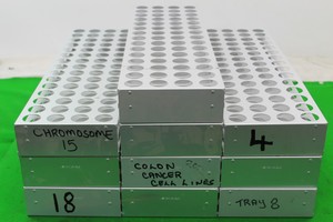 Thumbnail image of Set Of 10 Aluminium Test Tube Holders/Racks 70 Holders Per Rack 700 Total Lab