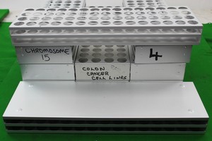 Thumbnail image of Set Of 10 Aluminium Test Tube Holders/Racks 70 Holders Per Rack 700 Total Lab