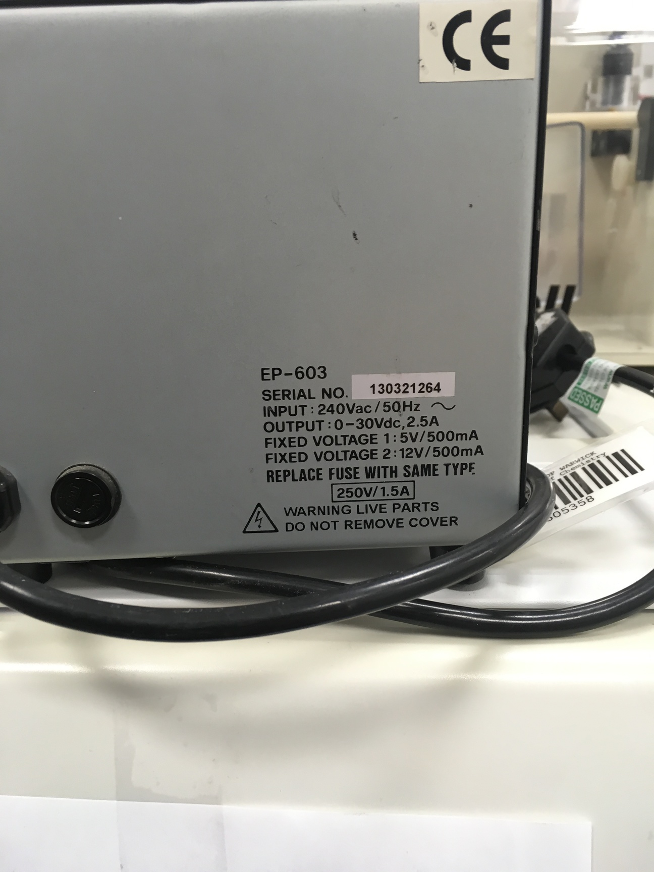 Image of Manson EP-603, 0-30V 5V 12V Triple DC Regulated, Lab. Bench Power Supply