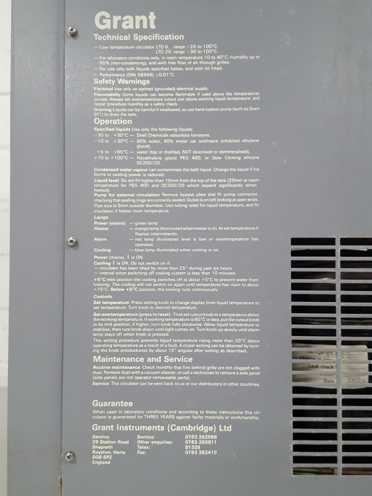 Image of Grant LTD6 Refrigerated Thermostatic Water Bath Chiller Lab - Spares Repairs