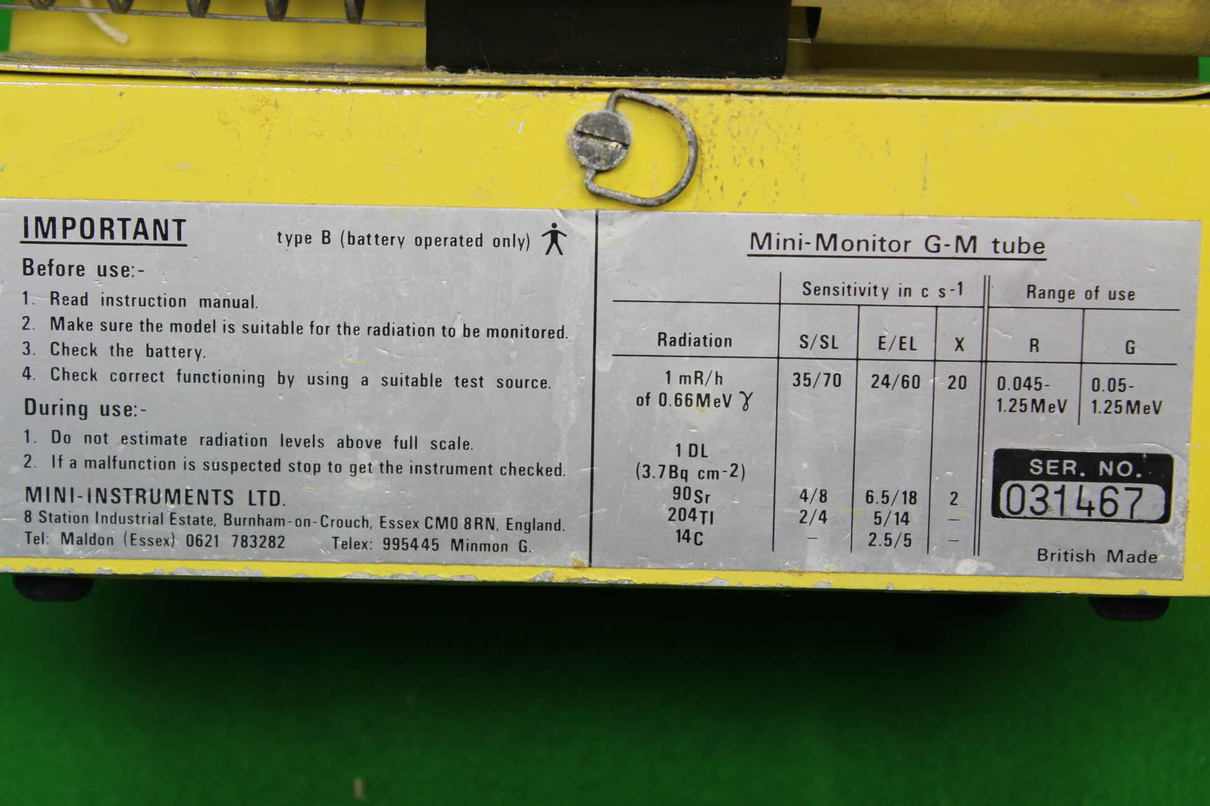 Mini Instruments Geiger Mini-Monitor Series 900 G-M Detector Geiger Counter Tube Radiation