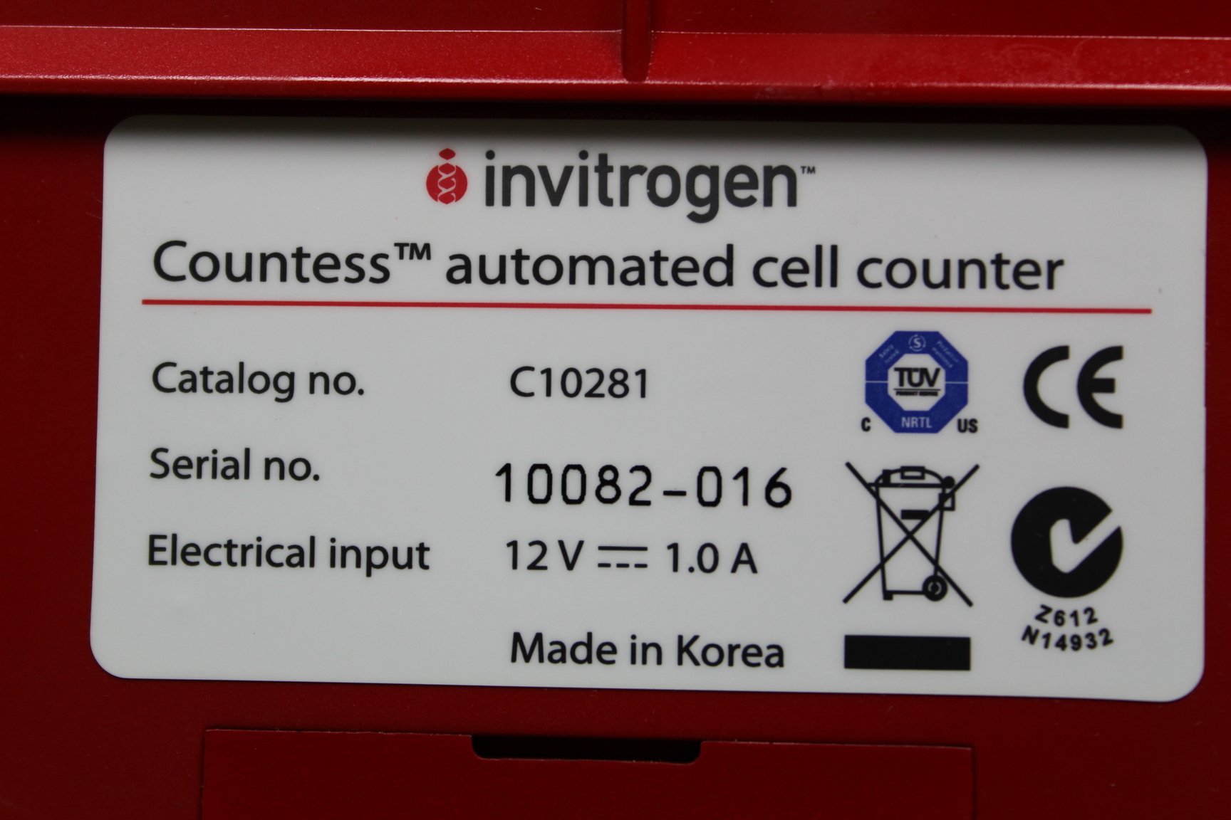 Image of Invitrogen Countess Automatic Cell Counter w/ Power Supply Hemocytometer