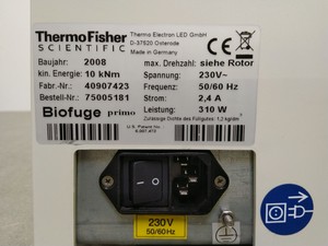 Thumbnail image of Thermo - Heraeus Biofuge Primo Laboratory Centrifuge + Rotor Lab Spares Repair
