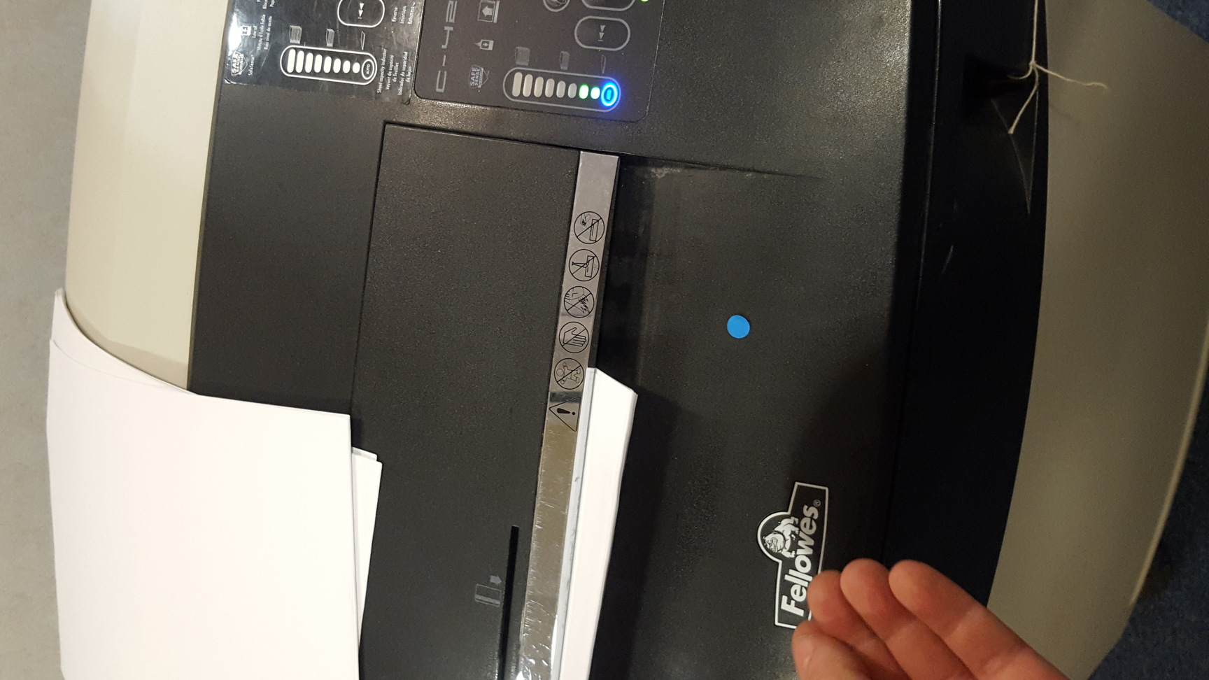 Image of Fellowes Powershred C-420 Commercial Strip-Cut Paper Shredder Credit Card