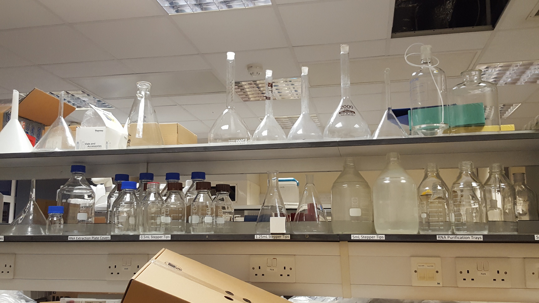 Image of Lot of Multiple Flasks, Beakers, Funnels & Other Multiple Items