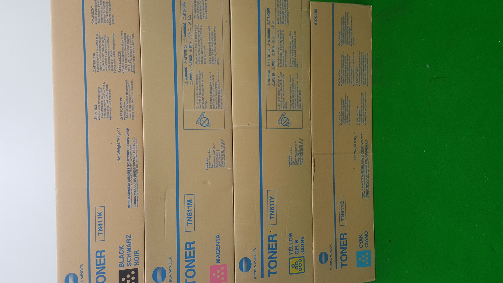 Image of Set of 4 Genuine Factory Sealed Konica Minolta TN411K TN611M TN611Y TN611C Toner
