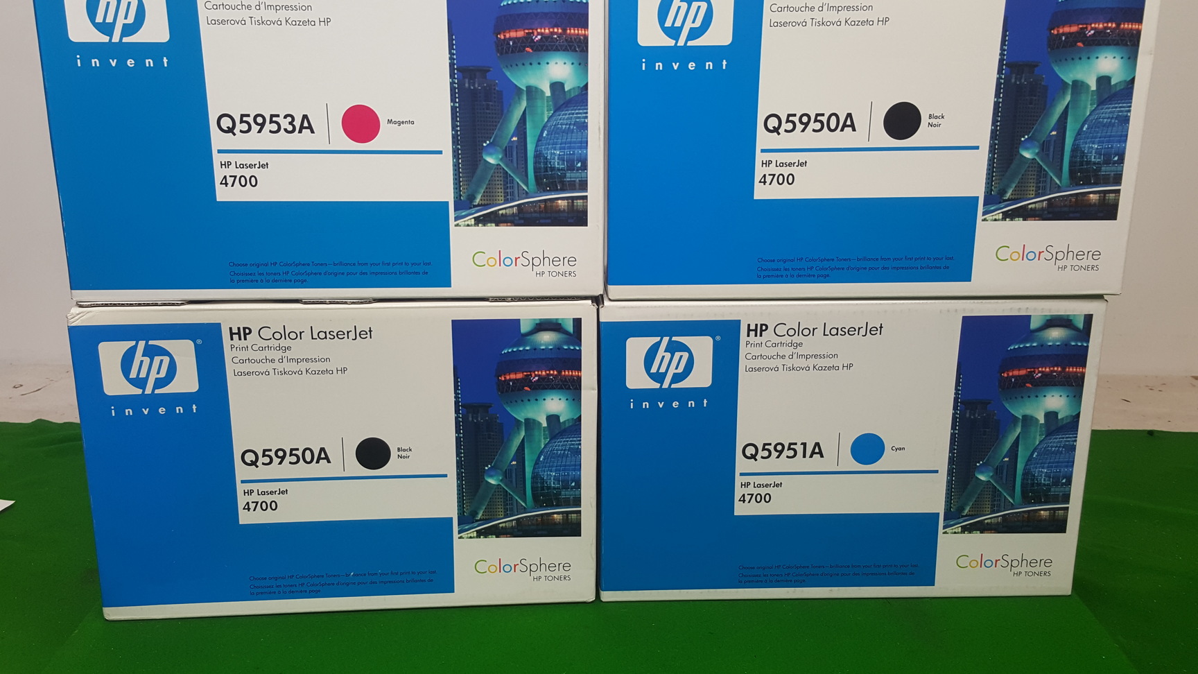 Image of Lot of 4 Genuine HP Q5953A, Q5951A, Q5950A (2) Toner Cartridges for Laserjet 470