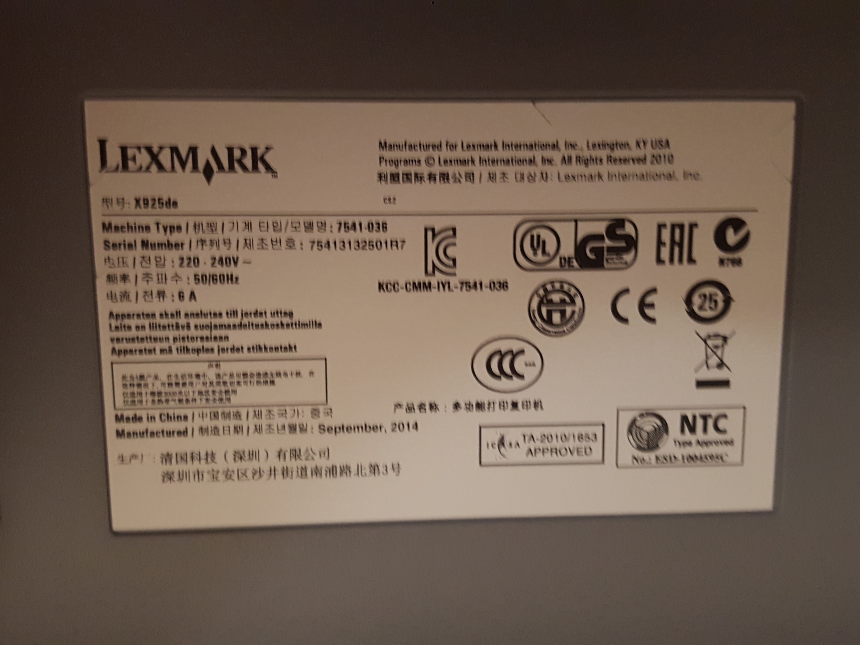 Image of Lexmark X925de A3 MFD Multi Function Colour Laser Printer