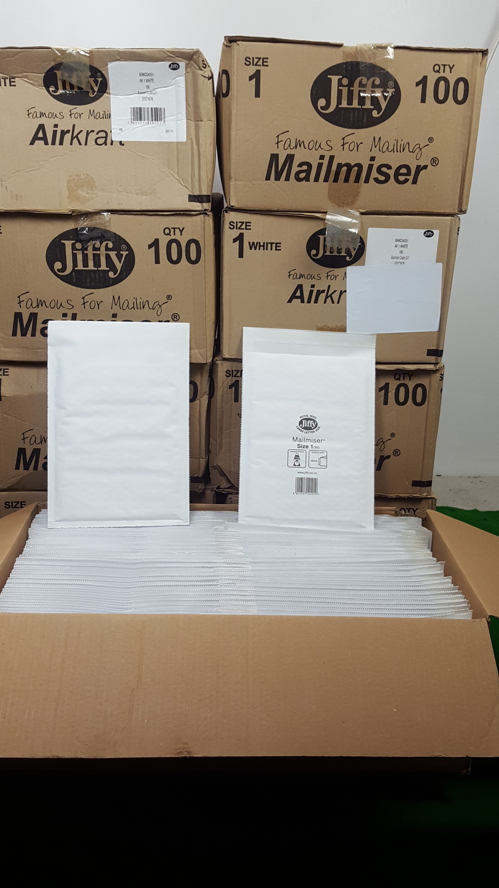 Image of Jiffy Mailmiser (Size 1-White) Protective Envelopes Bubble-lined