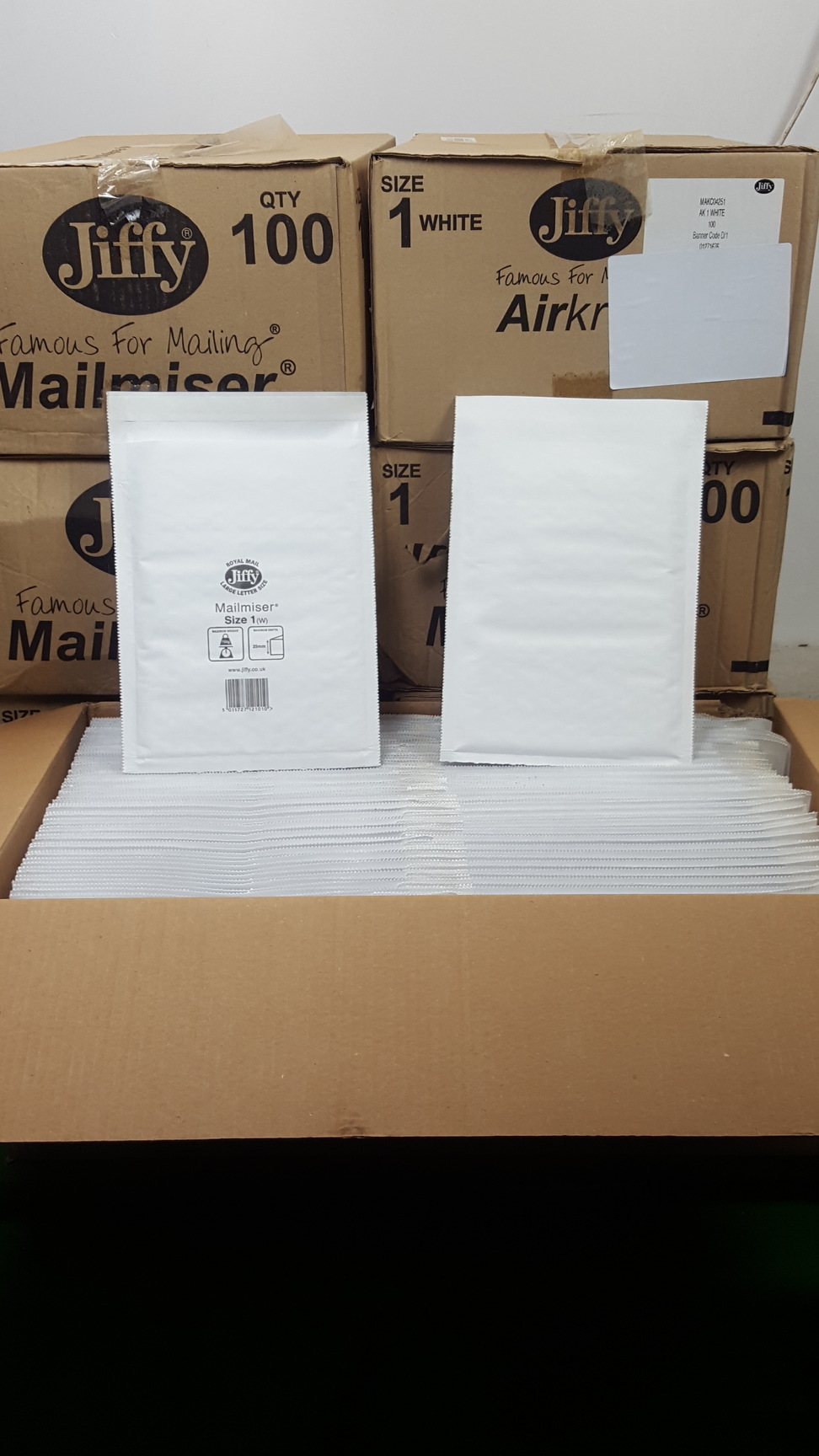Image of Jiffy Mailmiser (Size 1-White) Protective Envelopes Bubble-lined