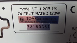 Thumbnail image of TOA VP-1120B 120W Power Amplifier Professional