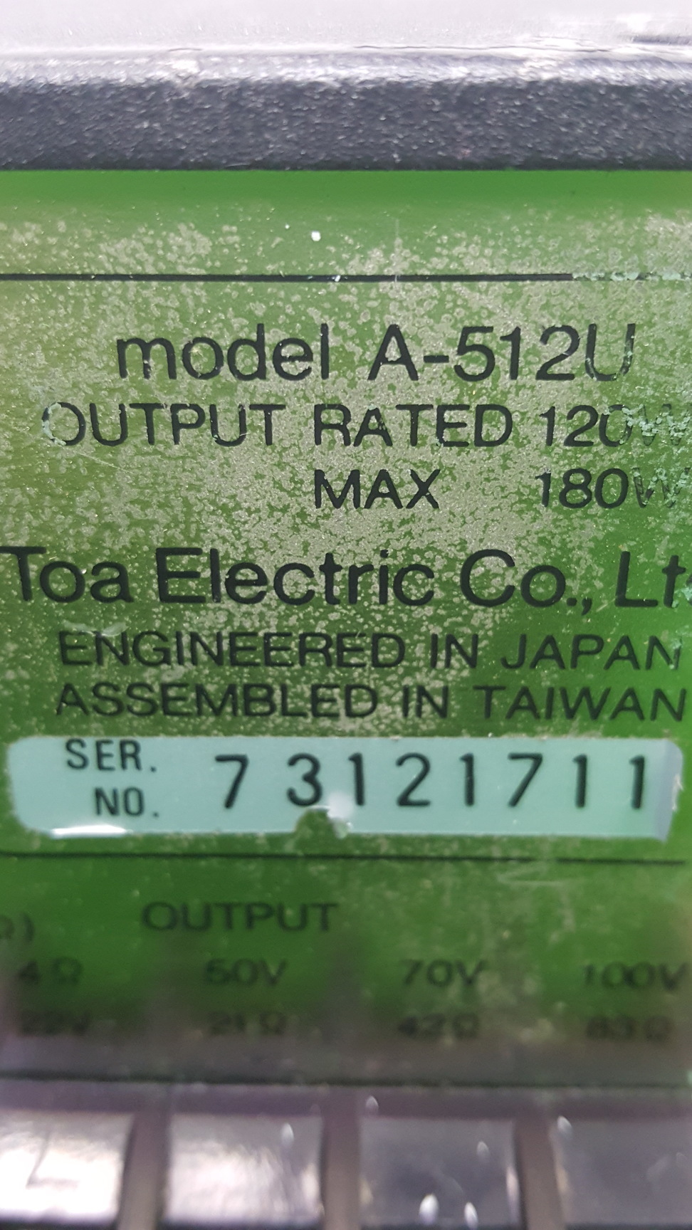 Image of TOA A-512U Mixer Power Amplifier