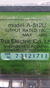 Thumbnail image of TOA A-512U Mixer Power Amplifier