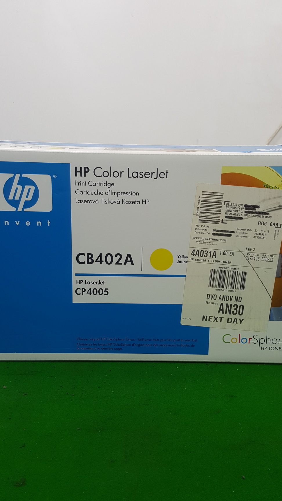 Image of HP CB402A Yellow Original LaserJet Toner Cartridge 