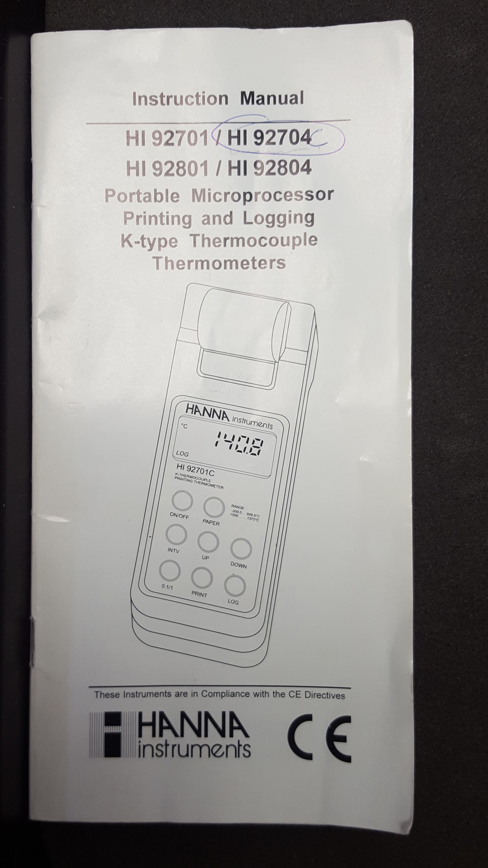 Image of Hanna Instruments 92704C Hi pH Meter K-Type Thermometer