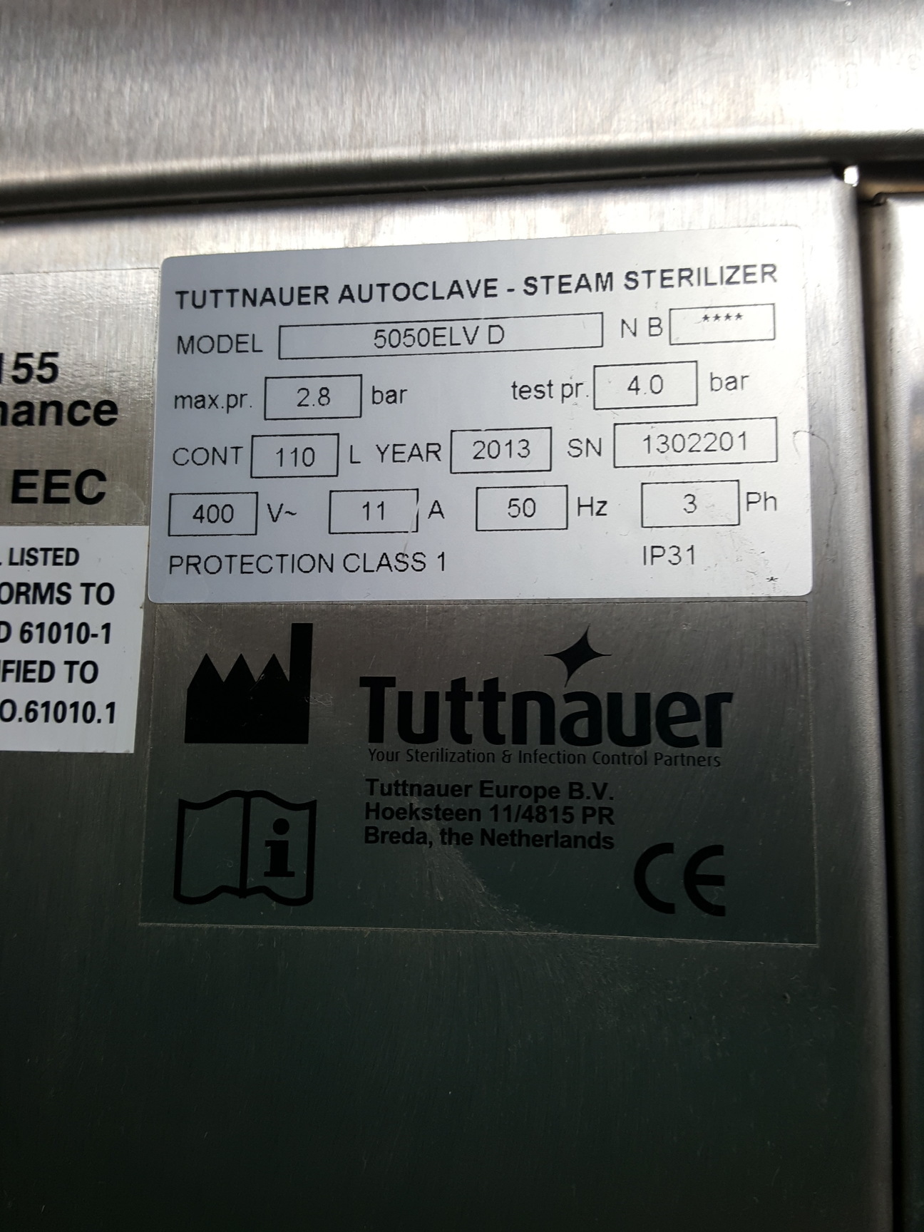 Image of Tuttnauer 5050 ELV-D 110L  Laboratory Autoclave W/ Silent Master Lab Faulty