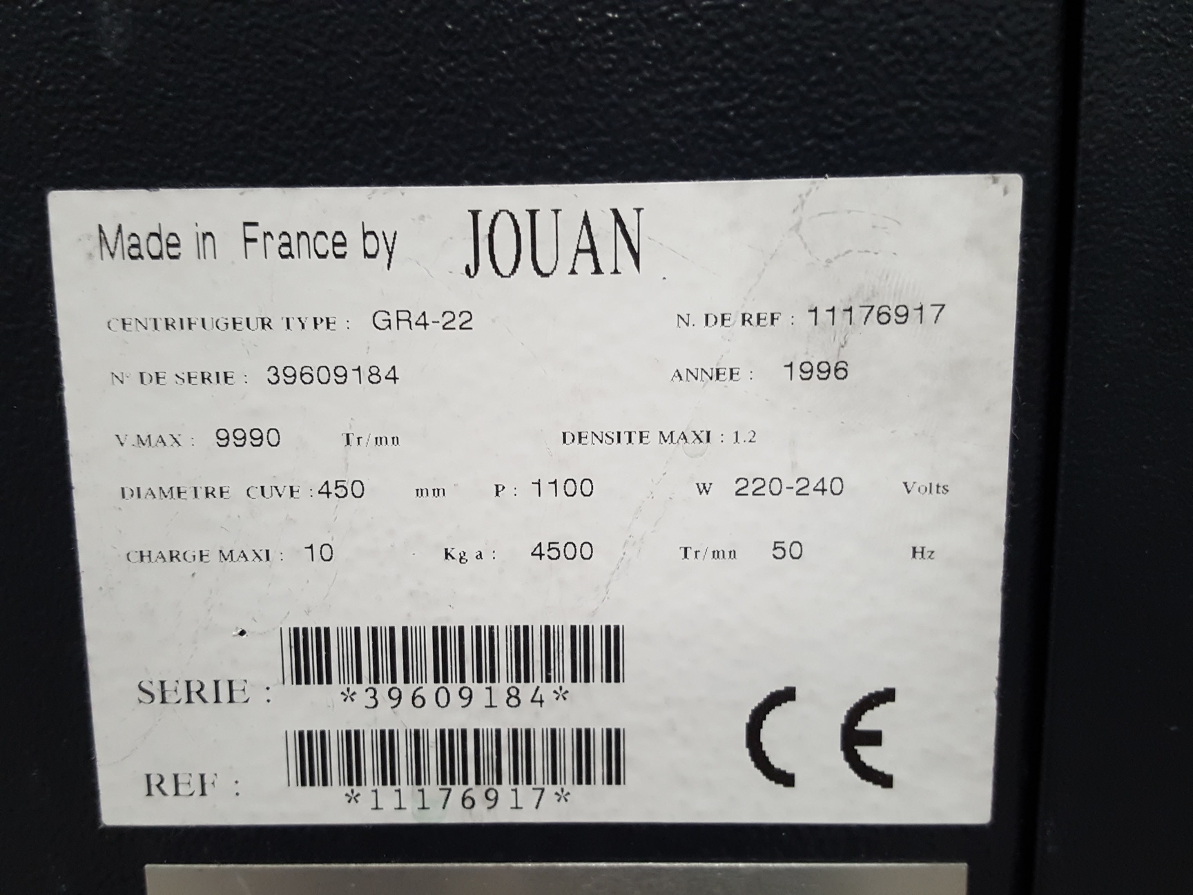 Image of Jouan GR 422 Refrigerated Floor Centrifuge Ultracentrifuge