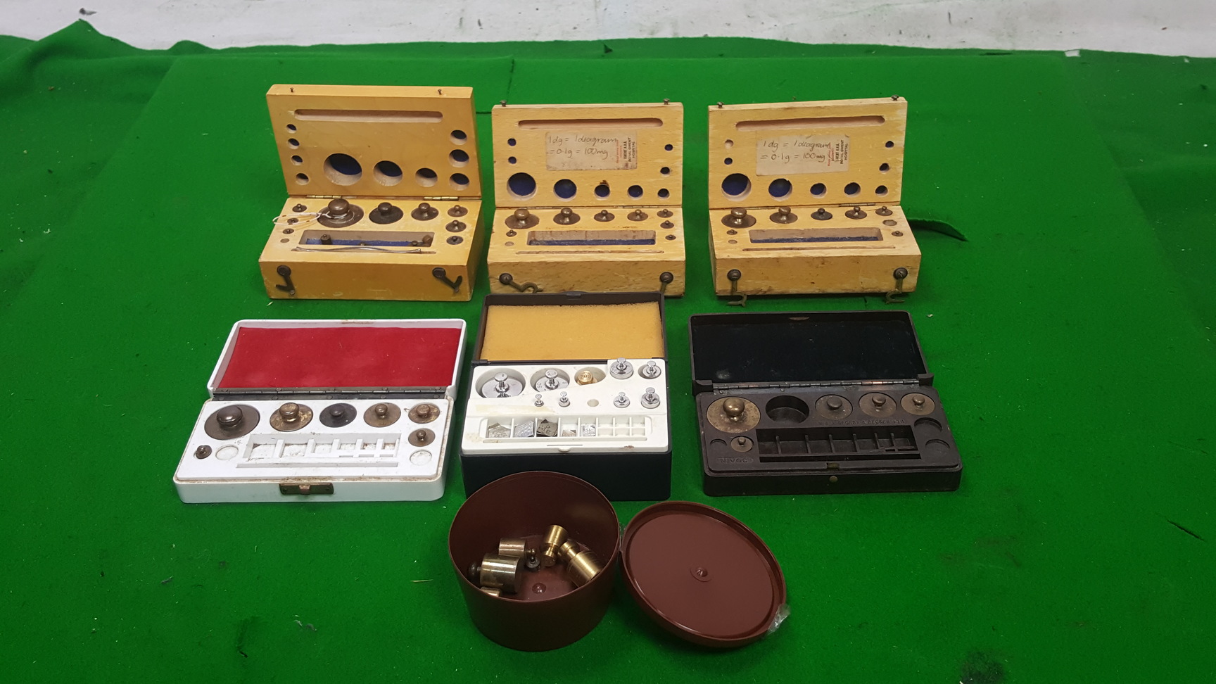 Image of Baird & Tatlock London Set of Brass Weights Weighing Scales Antique Scientific