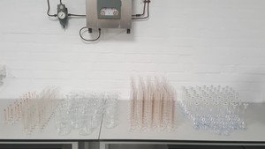 Thumbnail image of 180+ Lot Lab Glassware Chemistry Teaching 100ml 25ml Flasks Cylinders Beakers