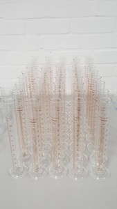 Thumbnail image of 180+ Lot Lab Glassware Chemistry Teaching 100ml 25ml Flasks Cylinders Beakers