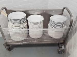 Thumbnail image of 300 Commercial Grade Catering Plates + 2 Plate Trolleys Heavy Duty