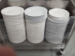 Thumbnail image of 300 Commercial Grade Catering Plates + 2 Plate Trolleys Heavy Duty