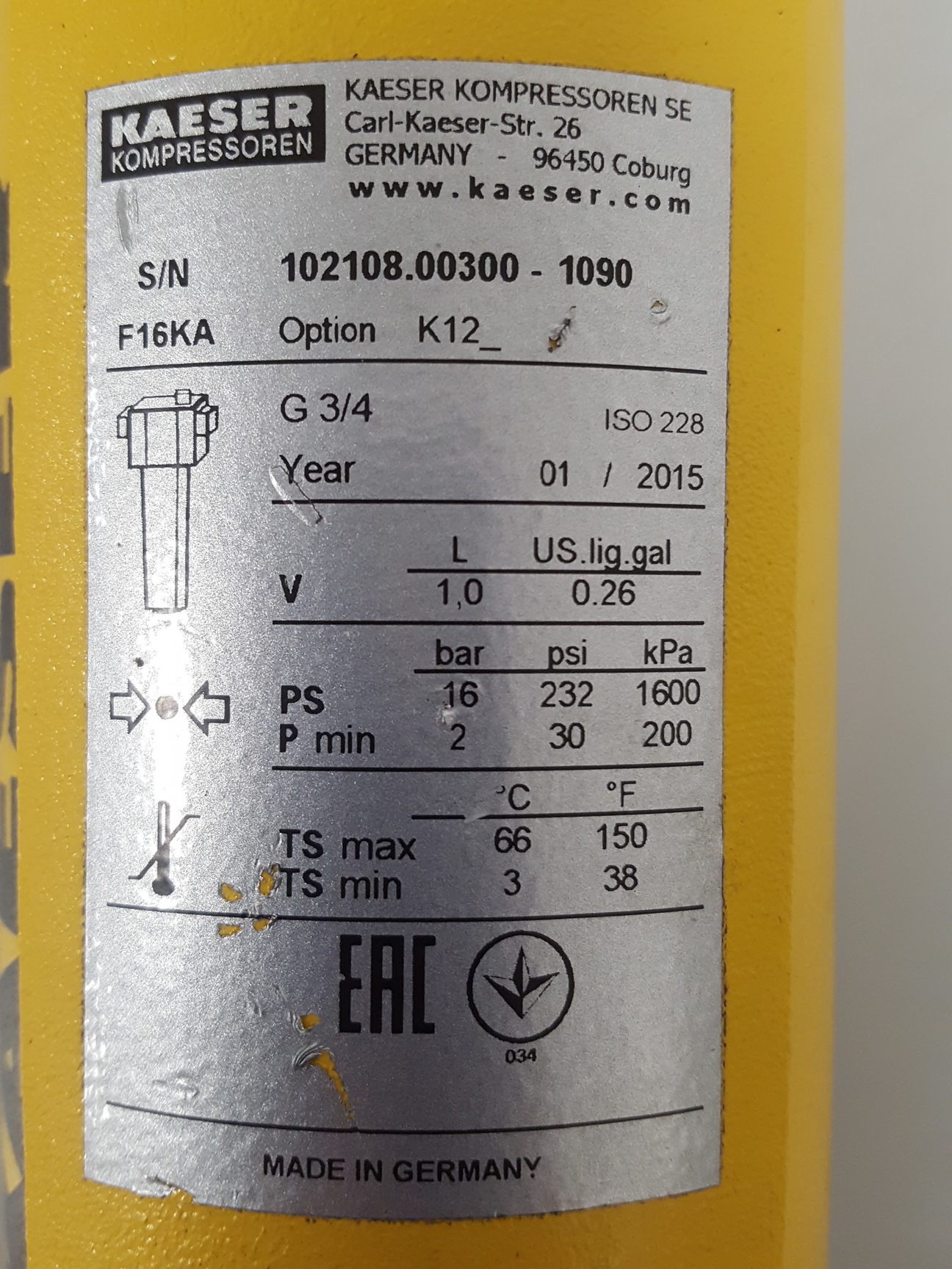 Image of Kaeser SM12 Rotary Screw Compressor with F16KA Filter