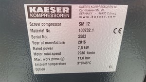 Thumbnail image of Kaeser SM12 Rotary Screw Compressor with F16KA Filter