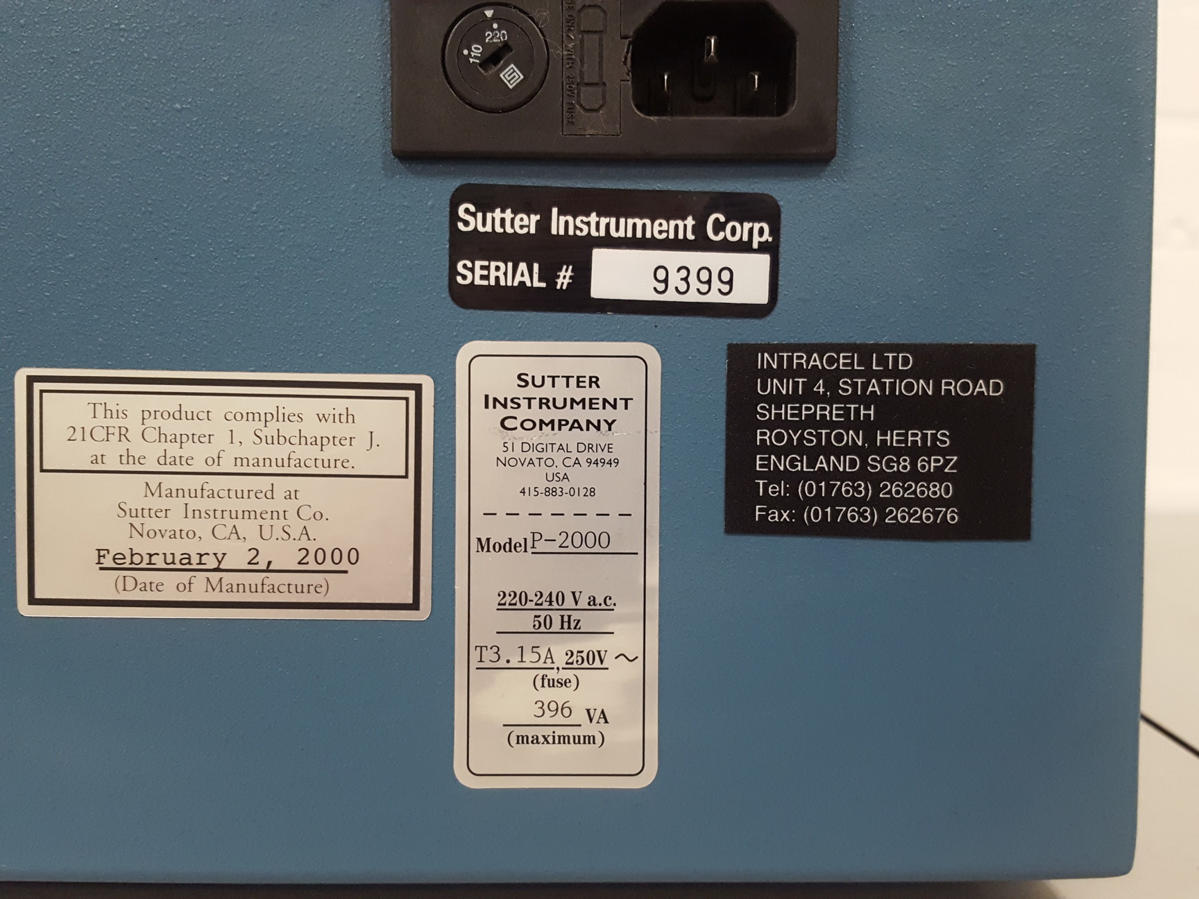 Image of Sutter P-2000 Laser-Based Micropipette Puller Intracell Spares Repair Lab